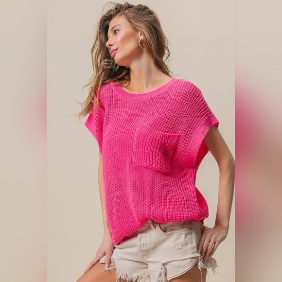 BiBi Patch Pocket Short Sleeve Sweater - Picture 2 of 5